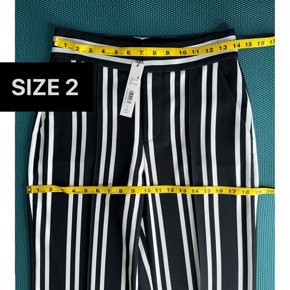 Alice + Olivia Dylan Black Off White Striped Wide Leg Pants - Picture 10 of 15